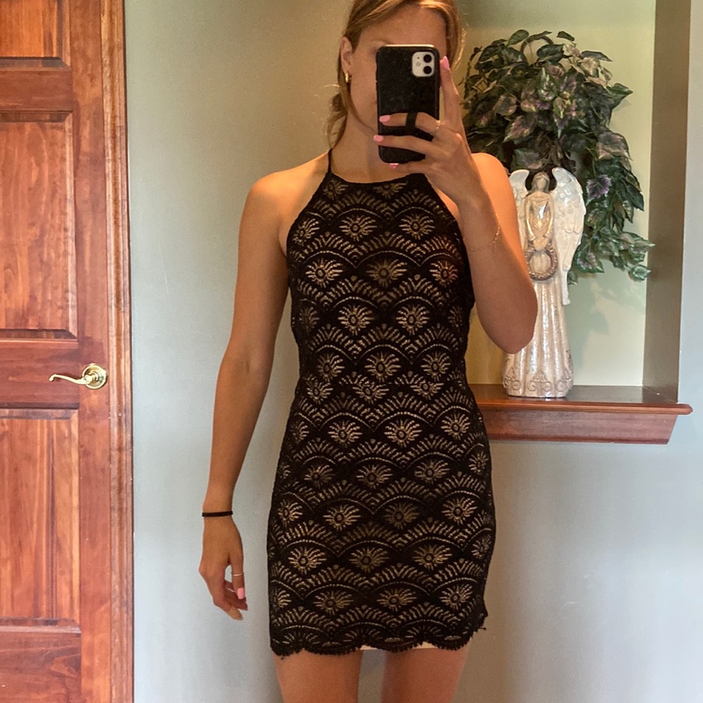 Black and Cream Lace Dress